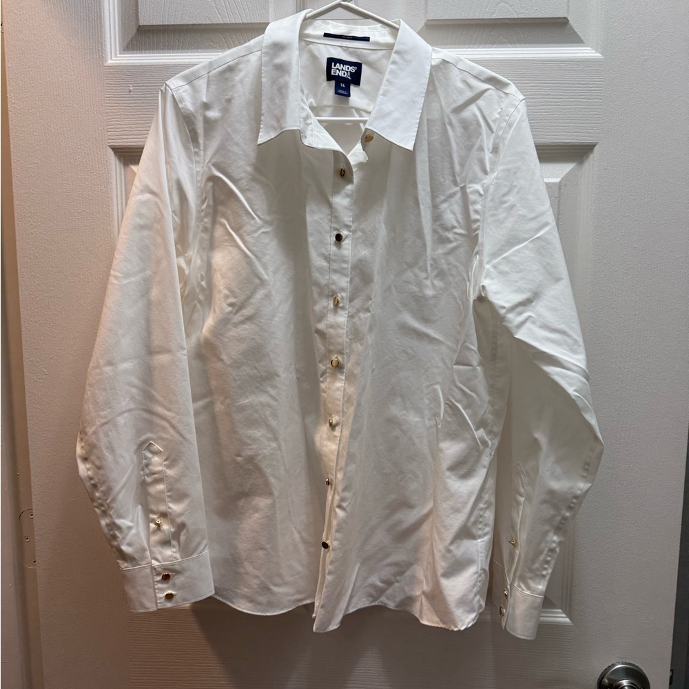 Lands' End Women’s Classic White Dress Shirt